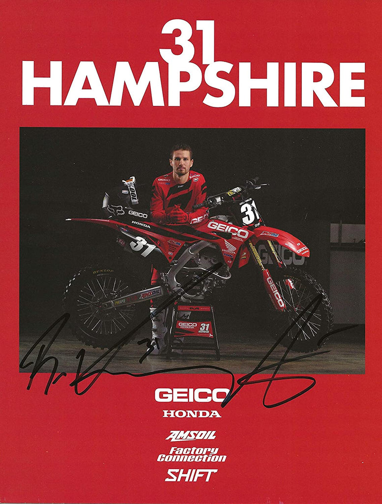 RJ Hampshire Supercross Motocross autographed 8.5x11 photo poster COA
