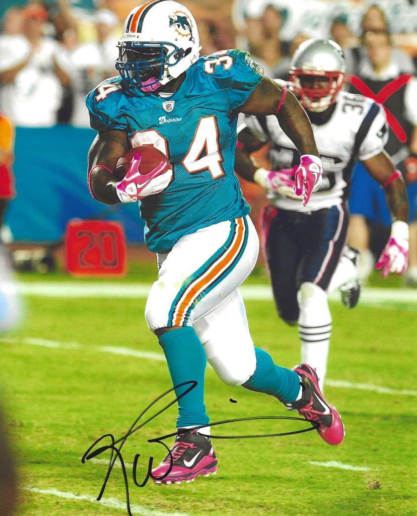 Ricky Williams signed Miami Dolphins football 8x10 photo COA proof autographed..
