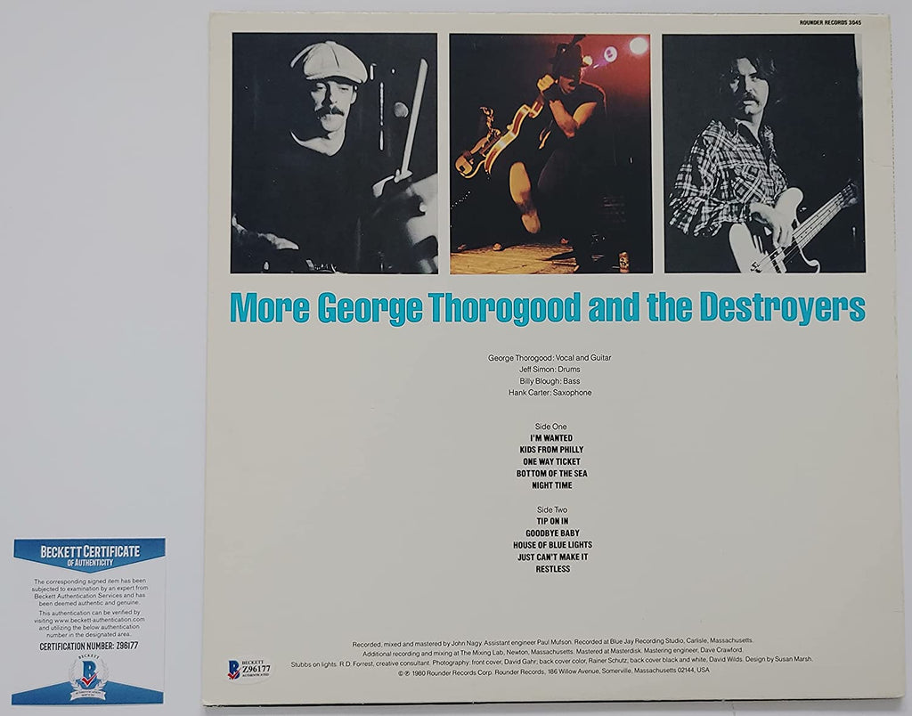 George Thorogood signed More album vinyl record Proof Beckett COA star autographed