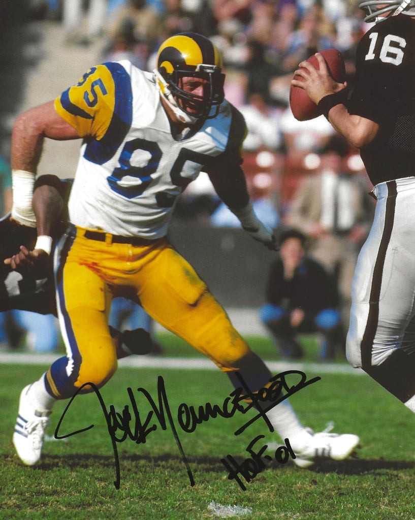Jack Youngblood signed Los Angeles Rams football 8x10 photo Proof COA autographed..