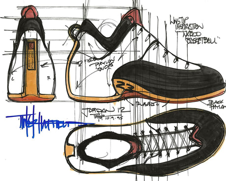 Tinker Hatfield signed Nike Air Jordan 12 8x10 photo COA proof autograph STAR.