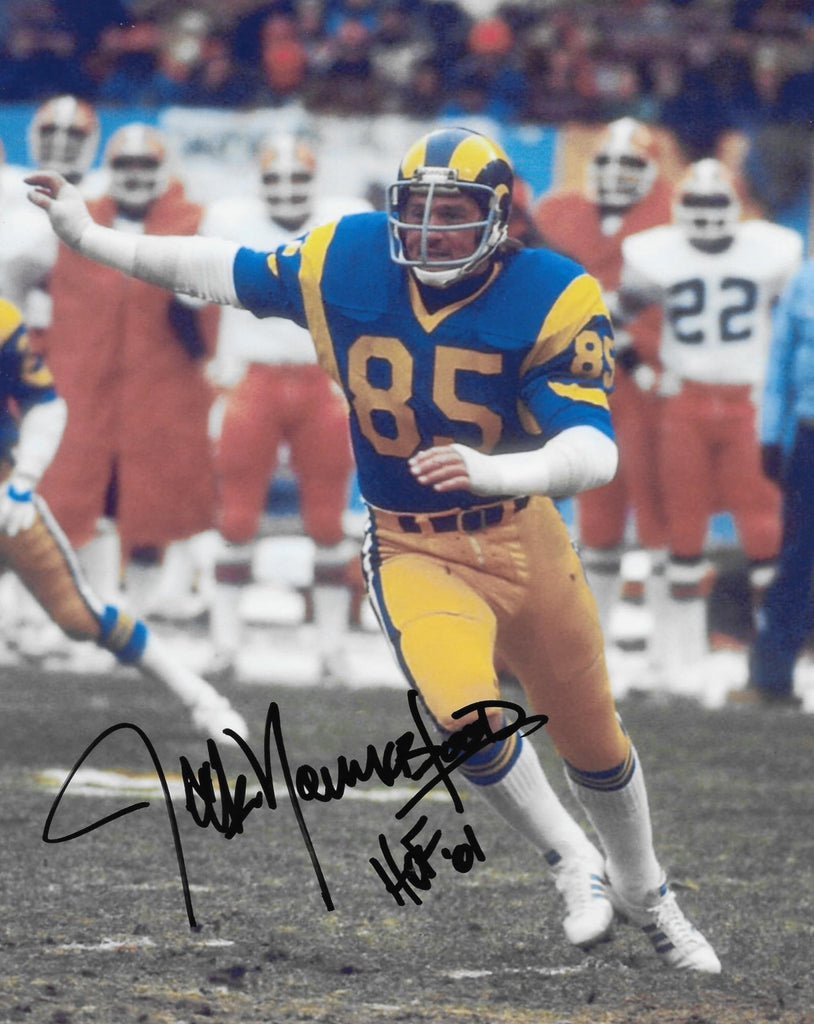 Jack Youngblood signed Los Angeles Rams football 8x10 photo Proof COA autographed.
