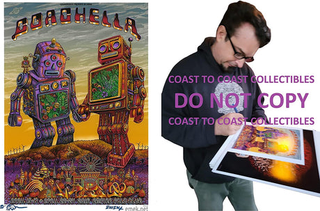 Emek Golan signed 2016 Coachella gig poster 8x10 photo COA proof autographed STAR