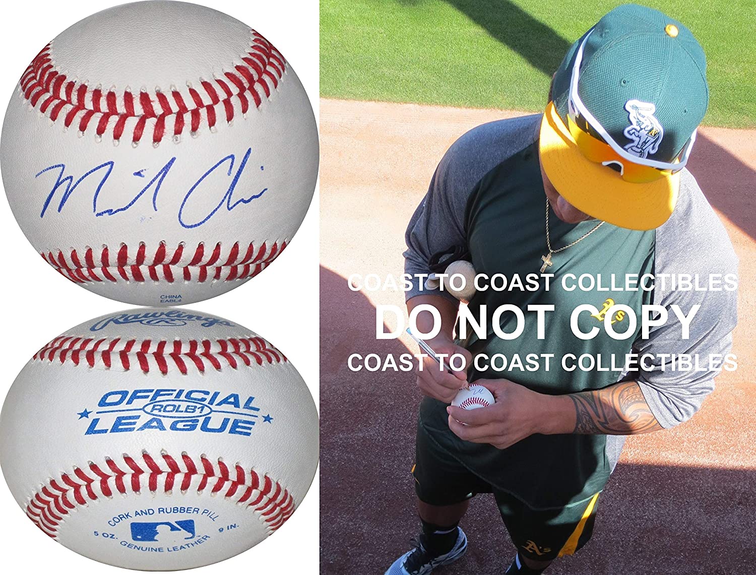 Michael Choice Nexen Heroes A's Rangers signed autographed baseball COA proof