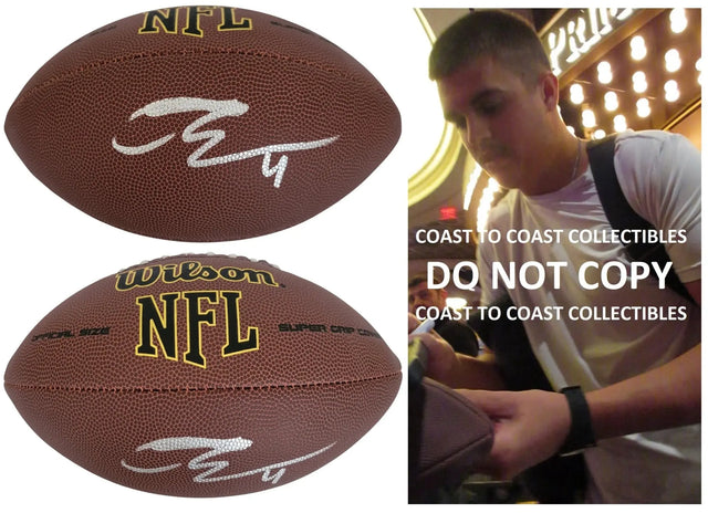 Aidan O'Connell Signed Football Proof COA Autographed Las Vegas Raiders Purdue