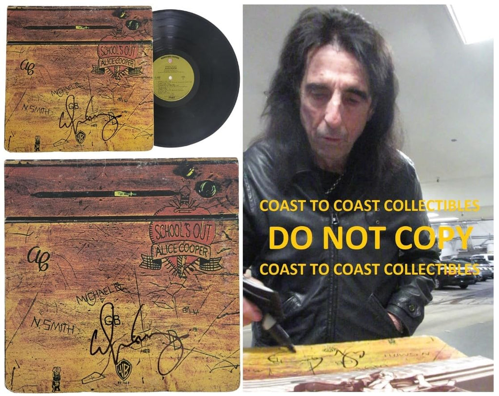 Alice Cooper signed Schools Out album COA autographed vinyl record exact proof STAR
