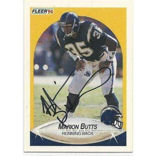 1990, Marion Butts, San Diego Chargers, Signed, Autographed, Fleer Football Card, Card # 305,