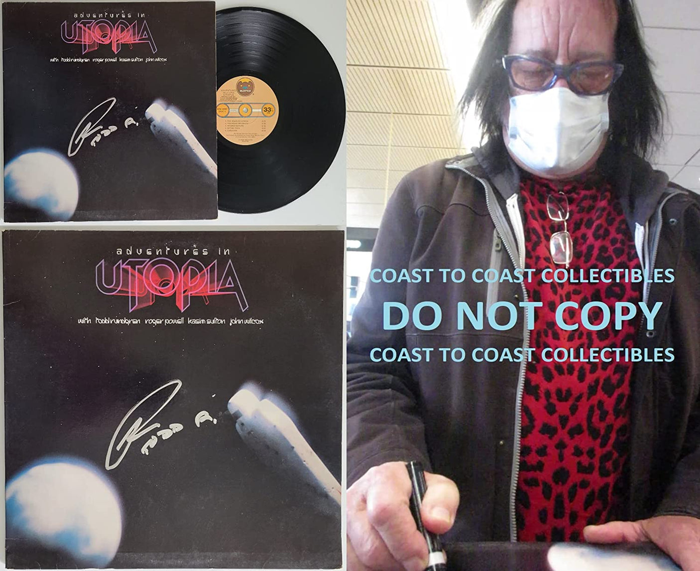 Todd Rundgren signed Adventures in Utopia album vinyl COA proof autographed STAR