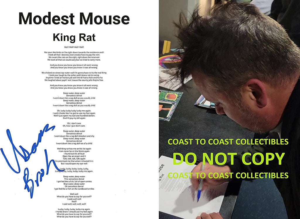 Isaac Brock signed Modest Mouse King Rat Lyrics sheet autograph COA exact Proof STAR