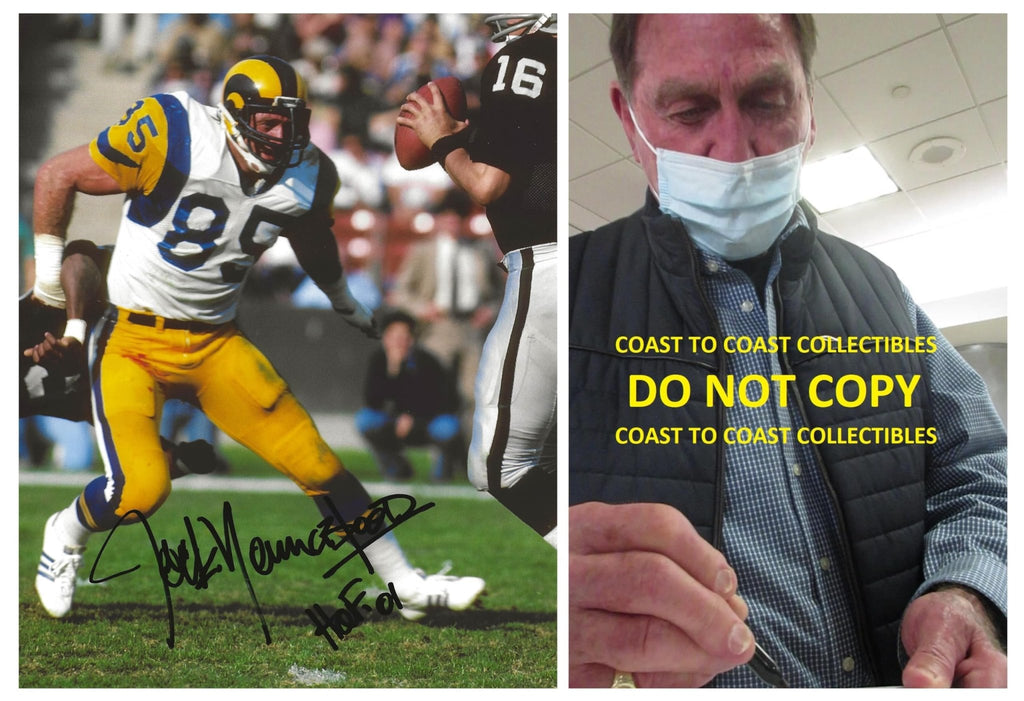 Jack Youngblood signed Los Angeles Rams football 8x10 photo Proof COA autographed..