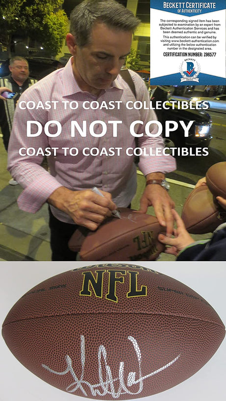 Kurt Warner Arizona Cardinals St Louis Rams signed football Proof Beckett COA autographed