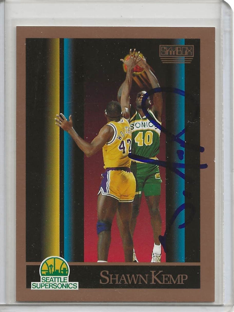 Shawn Kemp Seattle Sonics signed rookie Skybox basketball Card #268 proof autograph