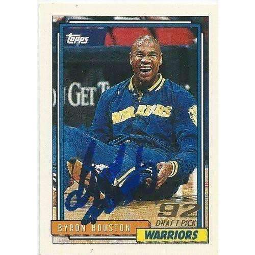 1993, Byron Houston, Golden State Warriors, Signed, Autographed, Topps Basketball Card, Card # 338,
