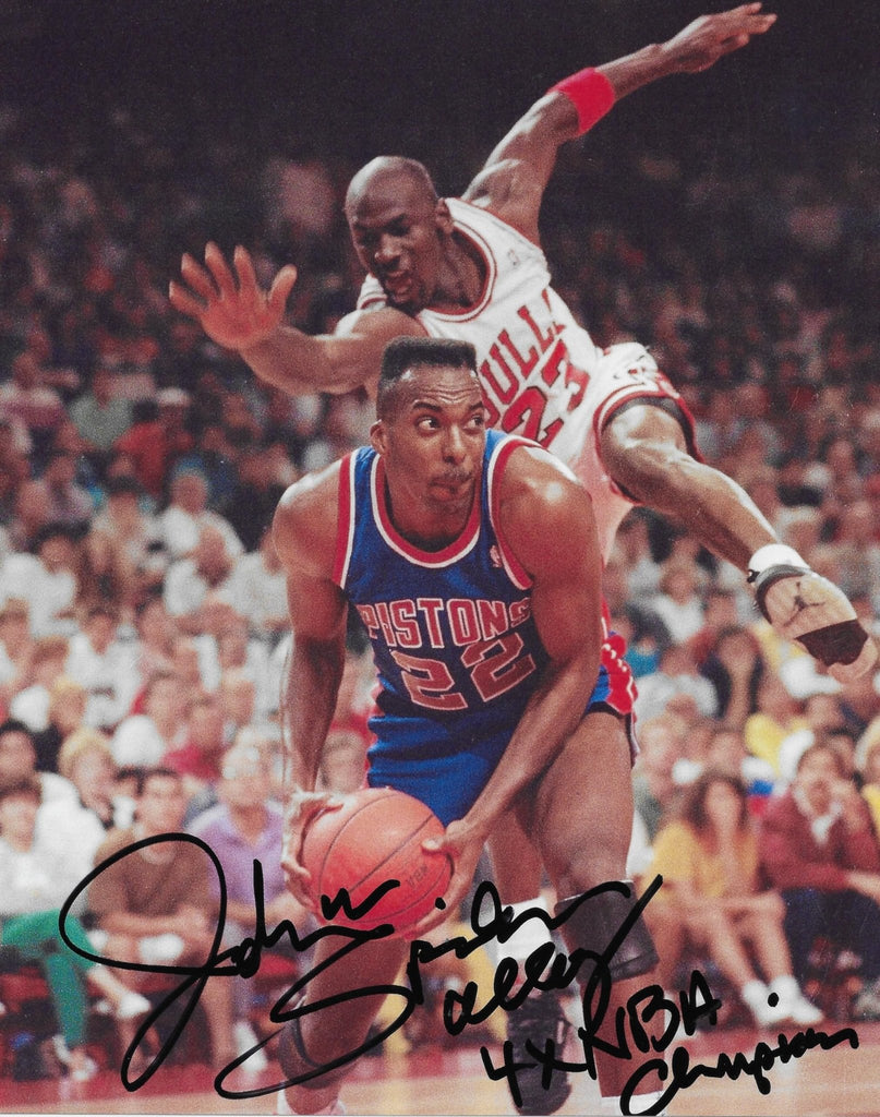 John Salley signed Detroit Pistons basketball 8x10 photo Proof COA autographed,