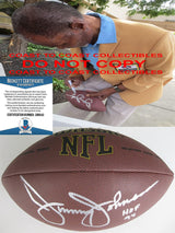 Jimmy Johnson San Francisco 49ers Bruins signed NFL football proof Beckett COA autograph