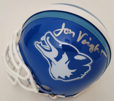 Jon Voight Varsity Blues Bud Kilmer signed Texas Coyotes mini helmet proof COA STAR