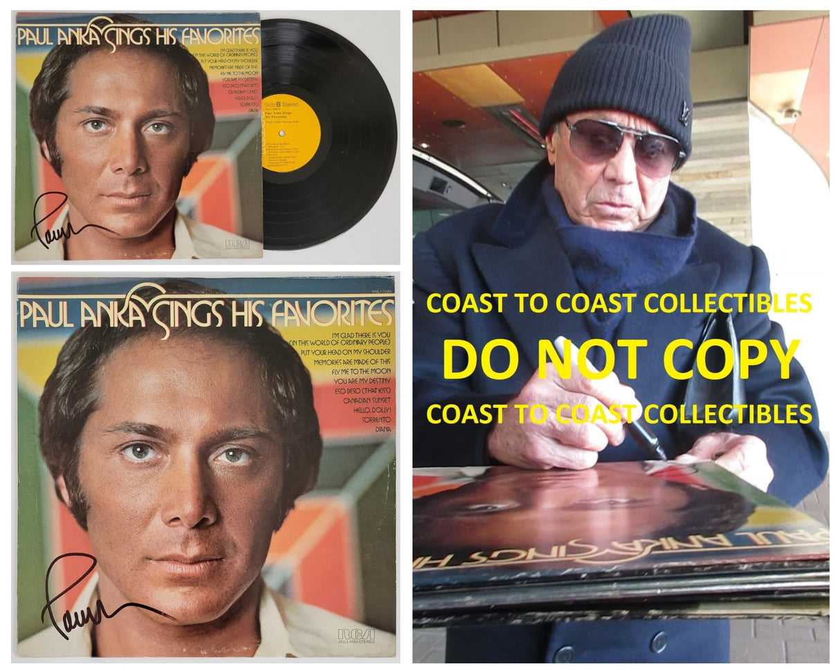 Paul Anka signed Sings his Favorites album vinyl record COA proof autographed STAR