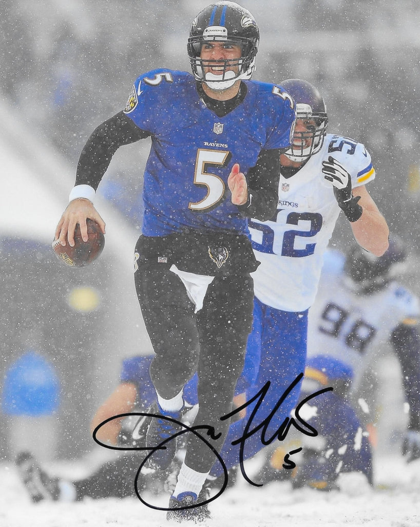 Joe Flacco signed Baltimore Ravens football 8x10 photo Proof COA autographed
