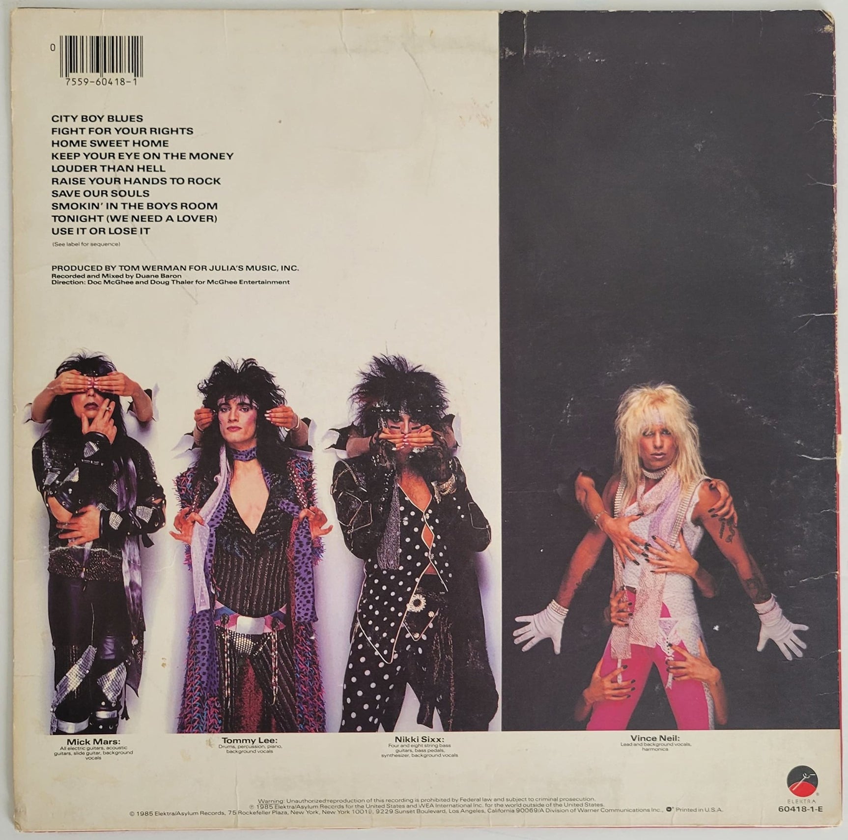 Vince Neil signed Motley Crue Theatre of Pain album vinyl record COA exact proof star