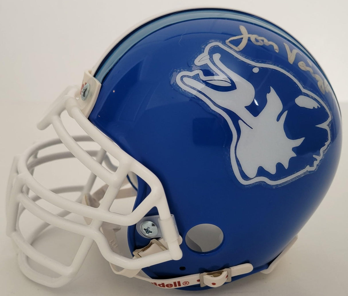 Jon Voight Varsity Blues Bud Kilmer signed Texas Coyotes mini helmet proof COA STAR
