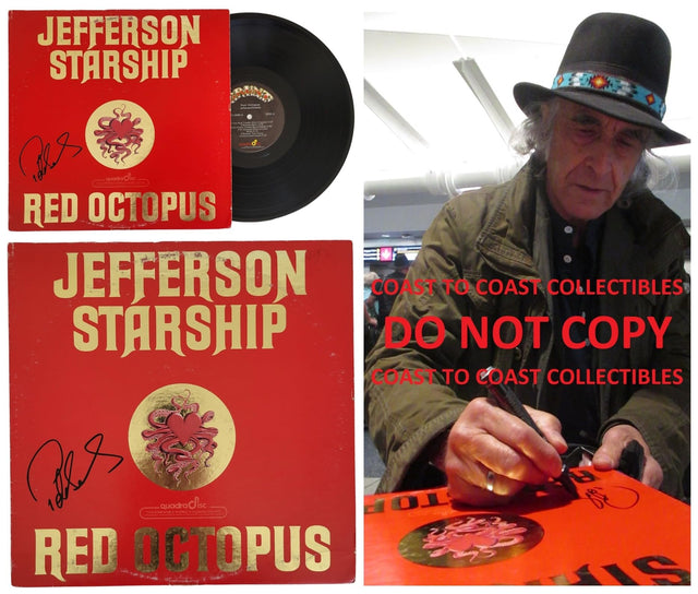 Pete Sears Signed Jefferson Starship Red Octopus Album Vinyl Record COA Proof STAR