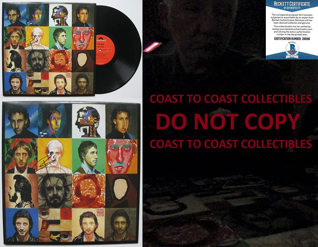 Pete Townshend signed The Who Face Dances album vinyl record proof Beckett COA STAR
