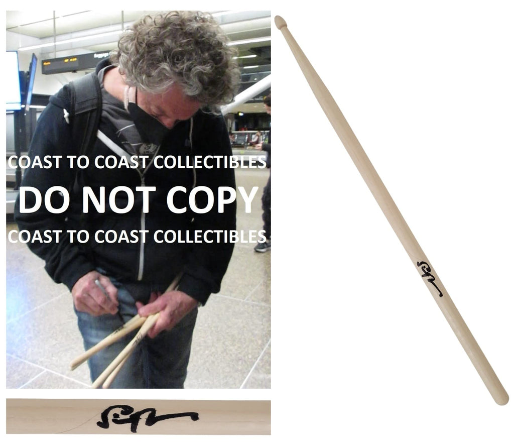 Simon Phillips Judas Priest drummer signed Drumstick COA exact proof Rare autograph star.