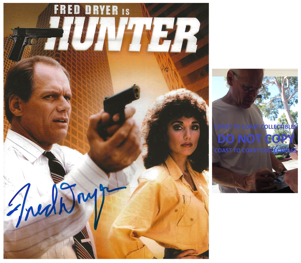 Fred Dryer Hunter signed Sgt Rick Hunter 8x10 photo Proof COA autographed.. STAR