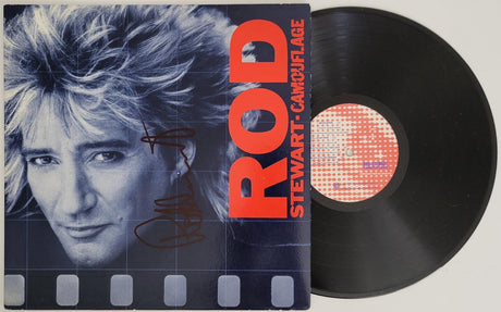Rod Stewart signed Camouflage album vinyl record COA exact proof STAR autographed