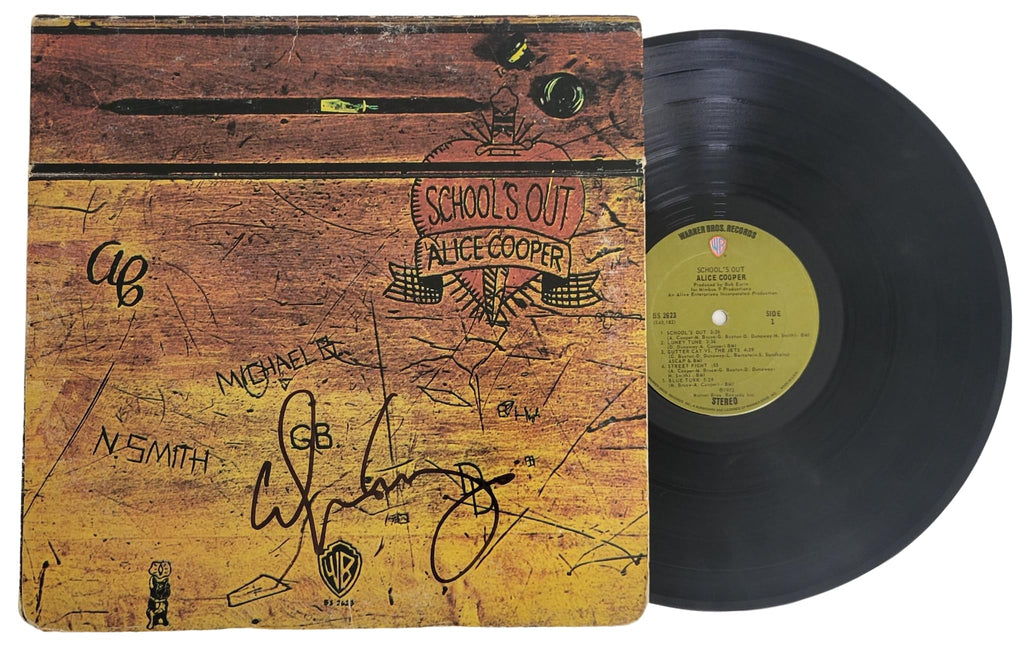 Alice Cooper signed Schools Out album COA autographed vinyl record exact proof STAR