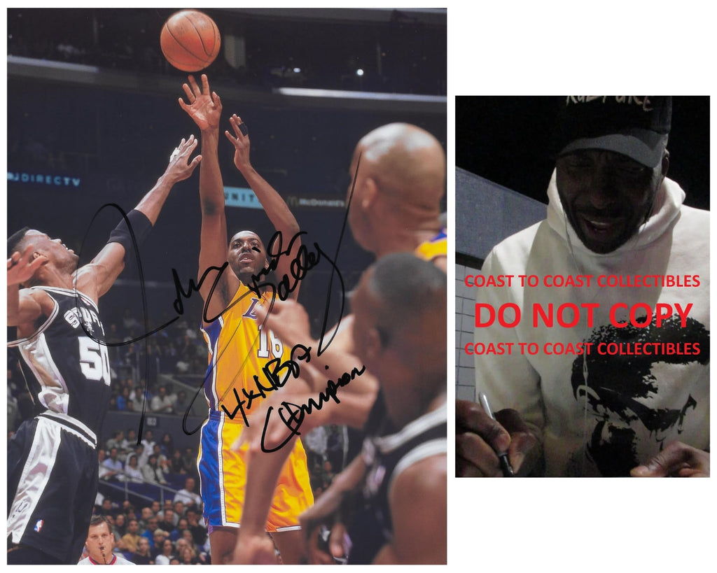 John Salley signed Los Angeles Lakers basketball 8x10 photo Proof COA autographed