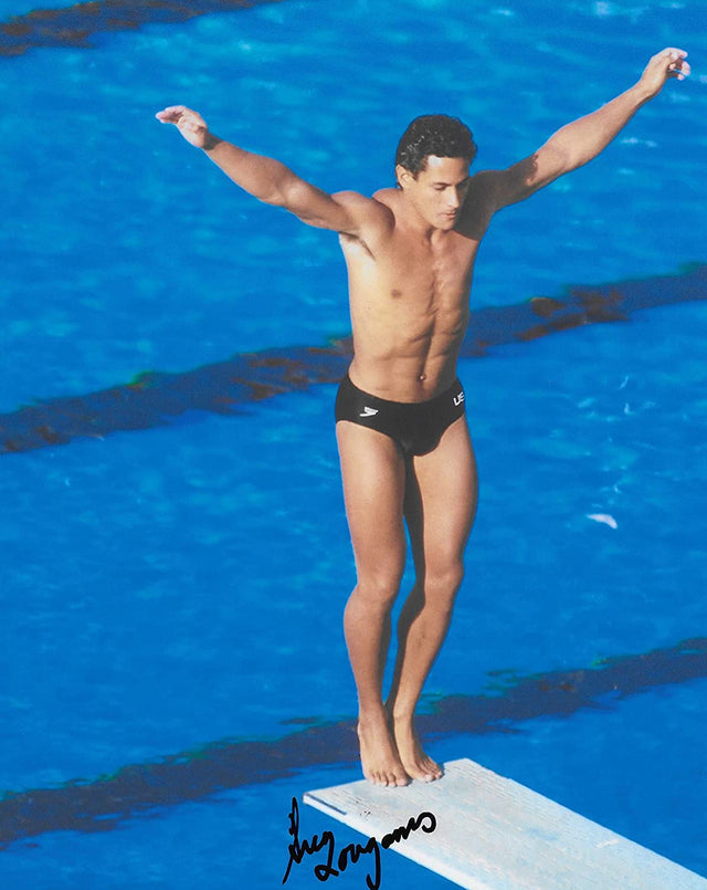 Greg Louganis USA Olympic Diver signed autographed 8x10 photo proof COA.