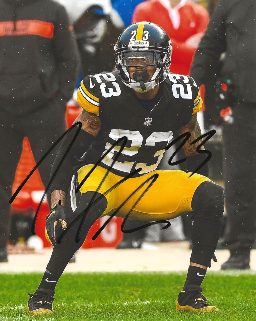 Joe Haden signed Pittsburgh Steelers football 8x10 photo Proof COA autographed