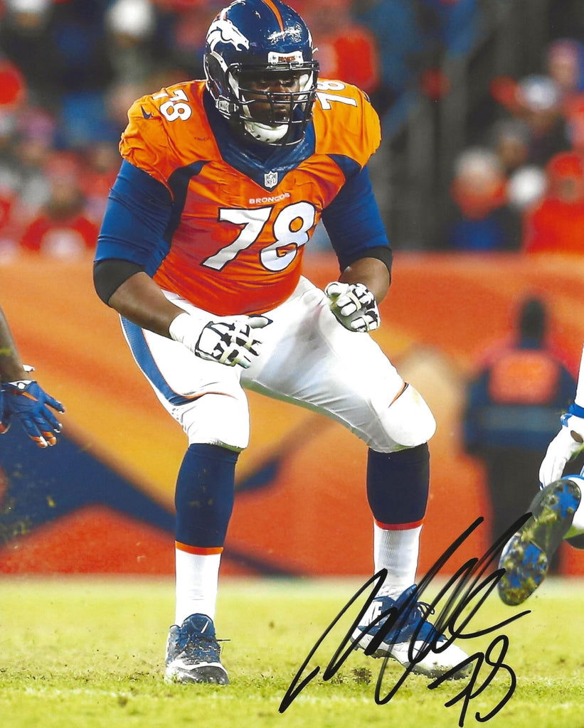Ryan Clady signed Denver Broncos football 8x10 photo Proof COA autographed