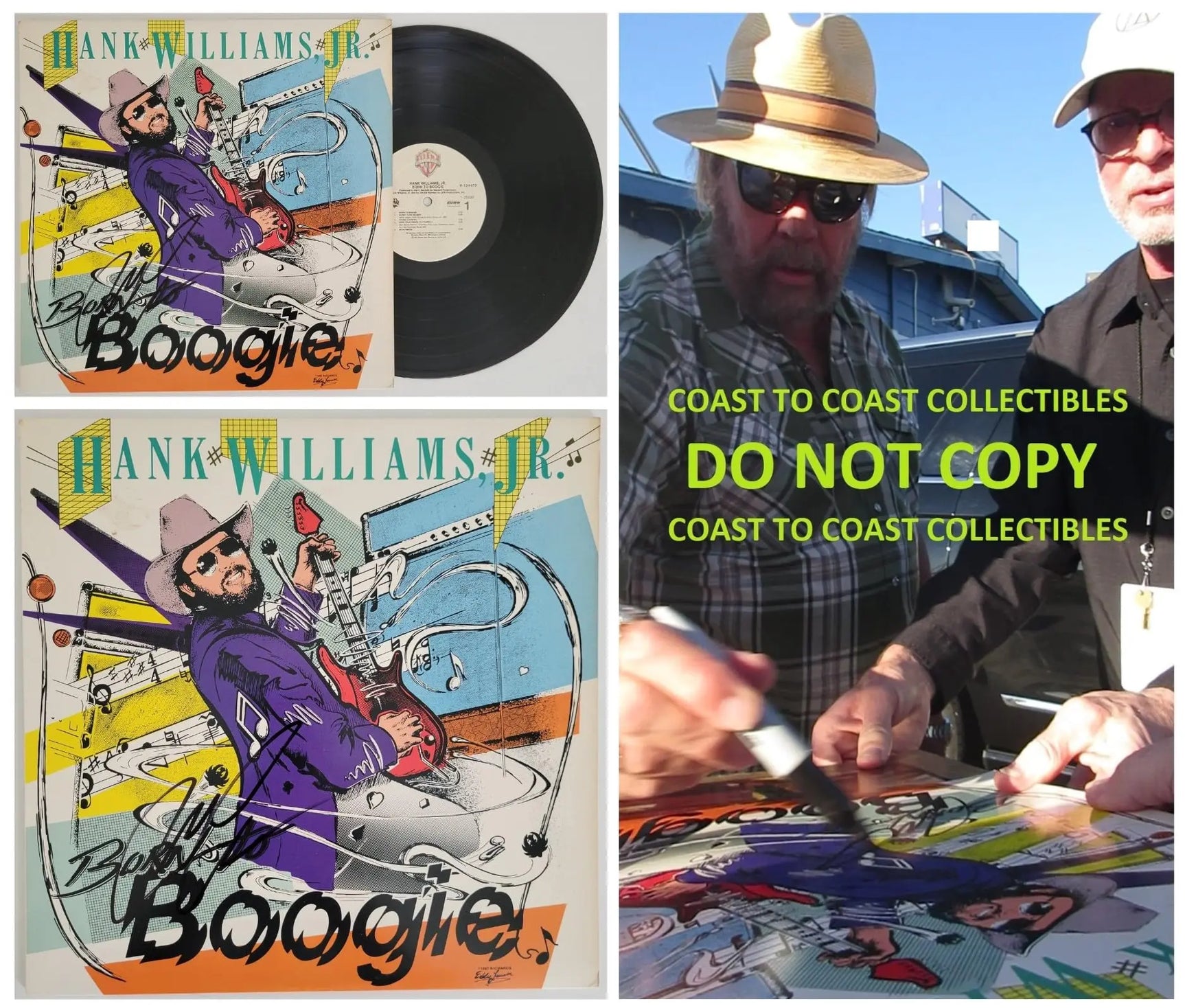 Hank Willams Jr signed Born to Boogie album vinyl record proof COA autographed Star
