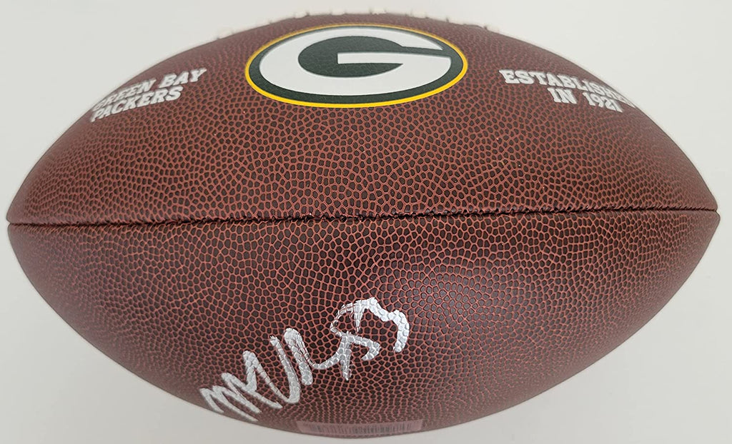 Marquez Valdes Scantling signed Green Bay Packers logo football proof autograph