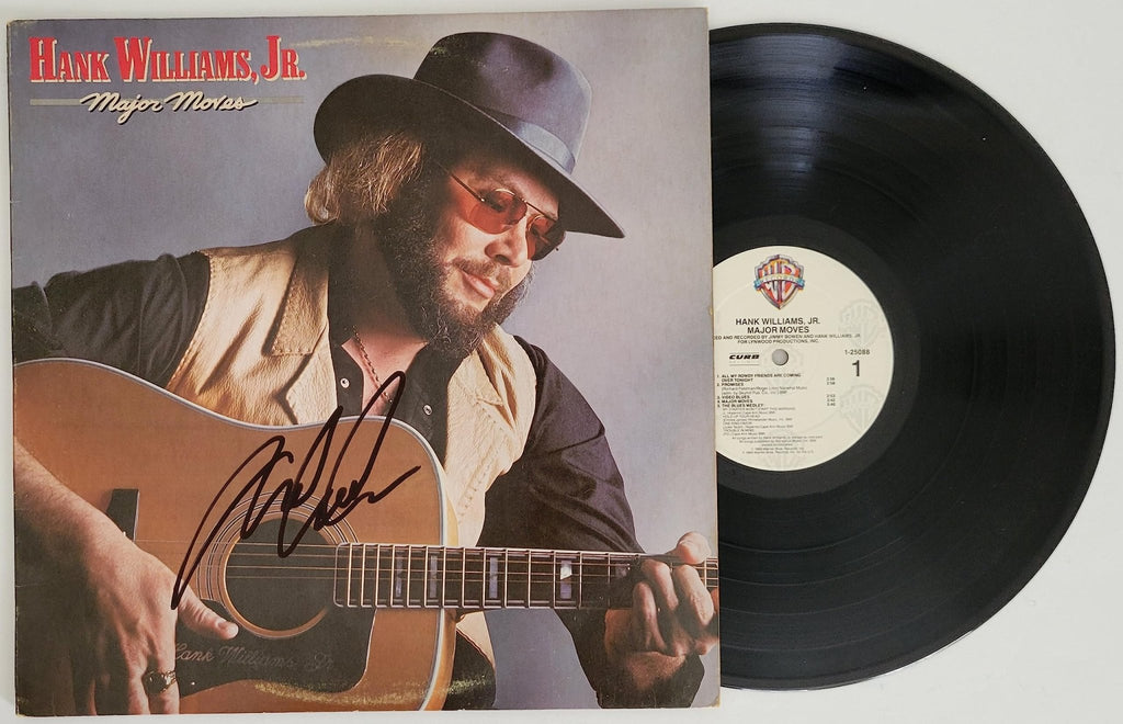 Hank Willams Jr signed Major Moves album vinyl record proof COA autographed Star