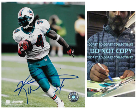 Ricky Williams signed Miami Dolphins football 8x10 photo COA proof autographed