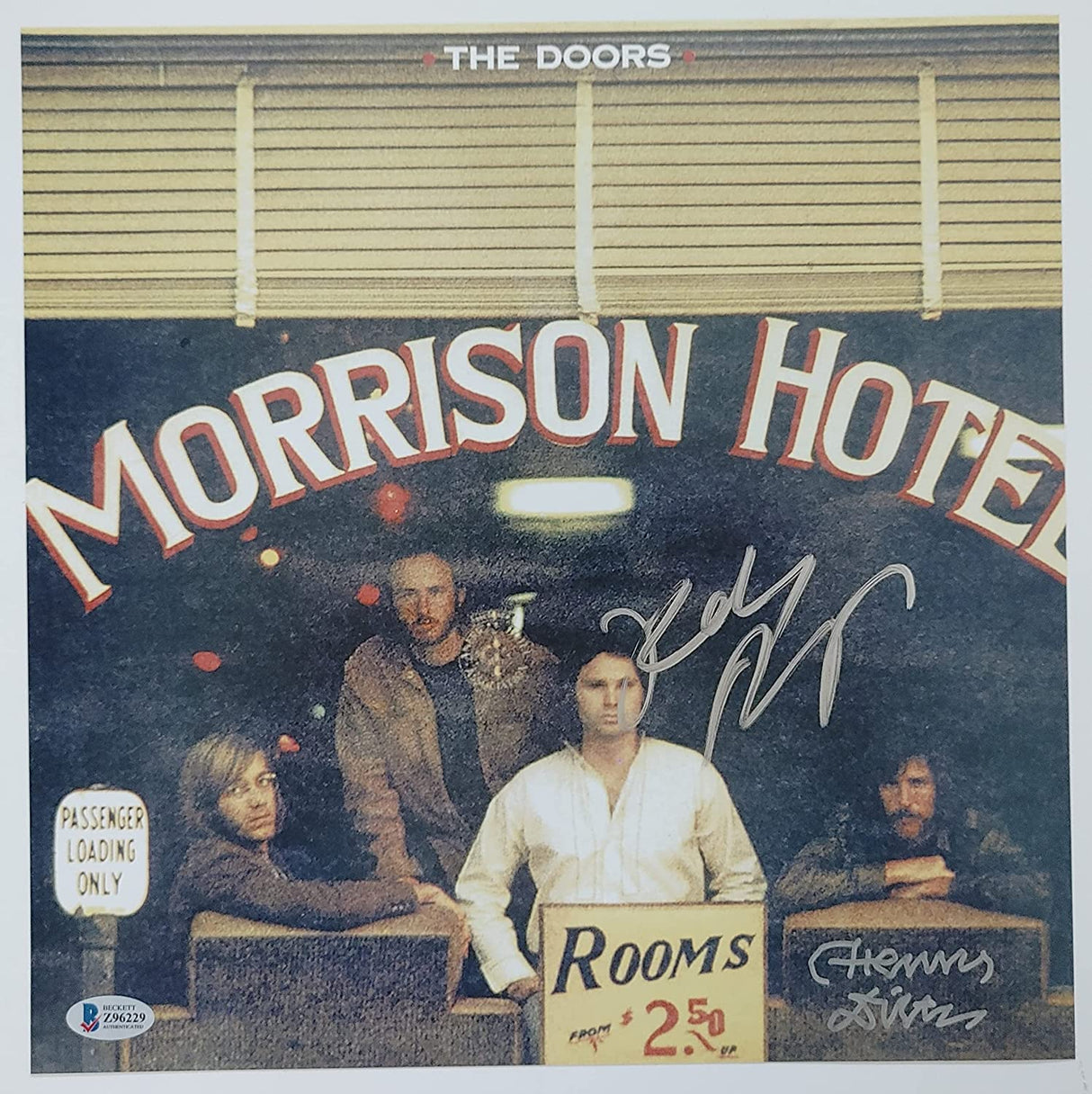 Robby Krieger Henry Diltz signed Doors Morrison Hotel 12x12 photo proof Beckett COA autograph STAR