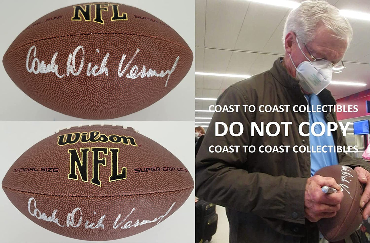 Dick Vermeil Philadelphia Eagles Kansas City Chiefs signed football COA proof