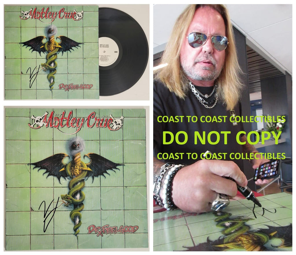 Vince Neil signed Motley Crue Dr Feelgood album vinyl record COA exact proof star