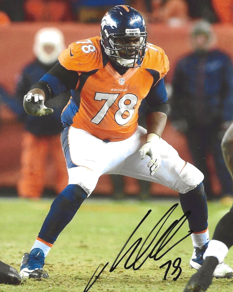Ryan Clady signed Denver Broncos football 8x10 photo Proof COA autographed,
