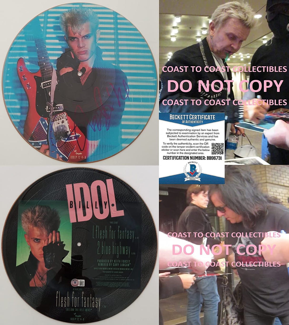 Billy Idol Steve Stevens signed autographed vinyl 12'' picture disc exact proof Beckett COA STAR