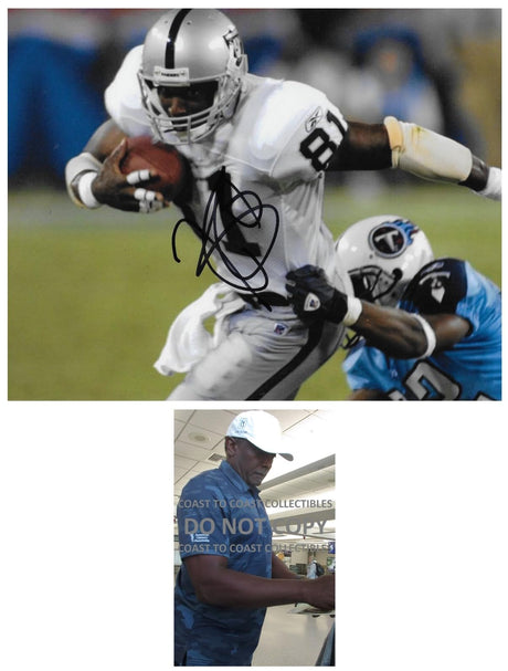 Tim Brown signed Oakland Raiders football 8x10 photo Proof COA autographed LA