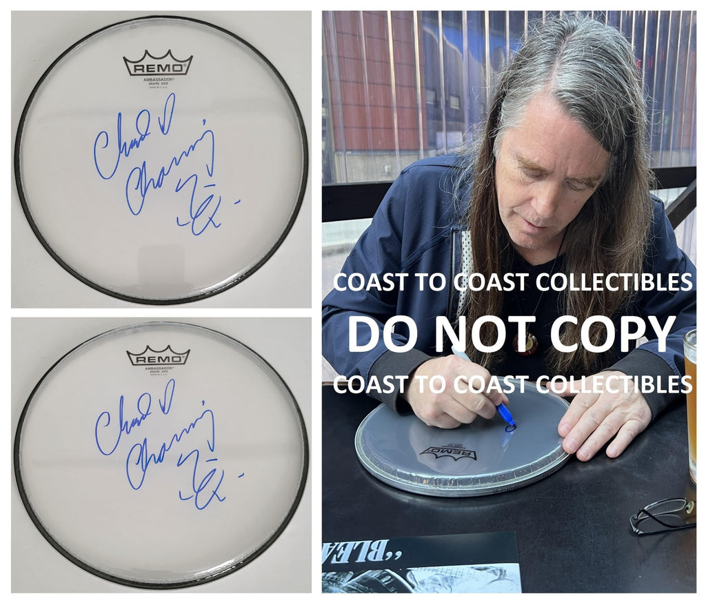 Chad Channing Nirvana drummer signed Drumhead COA exact proof autographed STAR