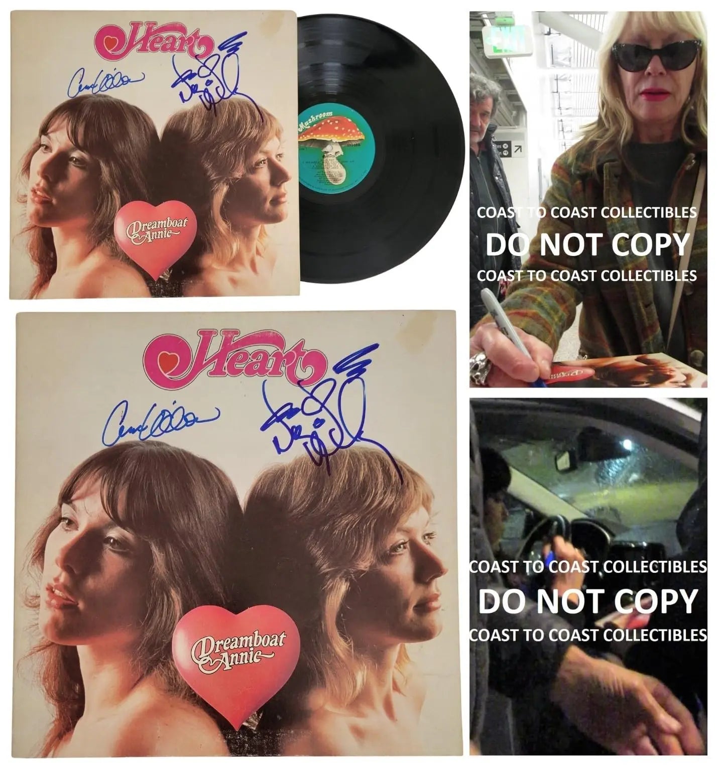 Nancy Wilson & Ann Wilson signed Heart Dreamboat Annie album proof COA autographed Vinyl Record