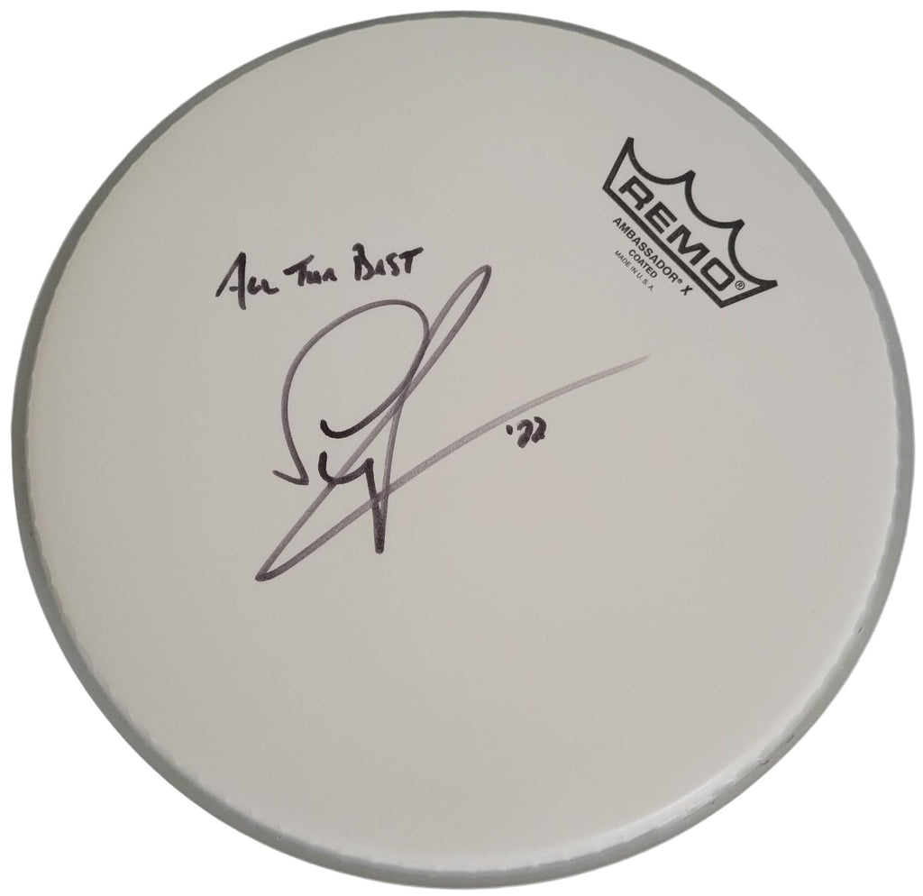 Simon Phillips Judas Priest drummer signed Drumhead COA proof autographed star