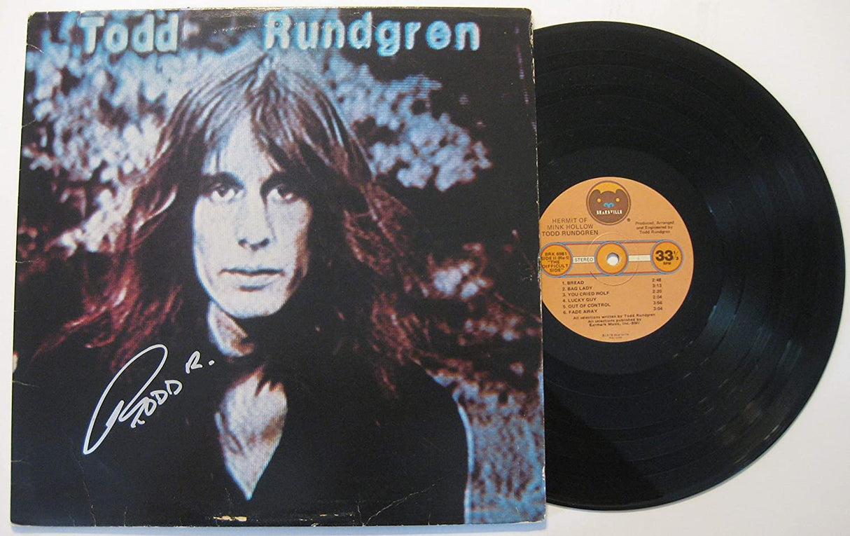 Todd Rundgren autographed Hermit of Mink Hollow Album Vinyl Record Proof Beckett STAR signed