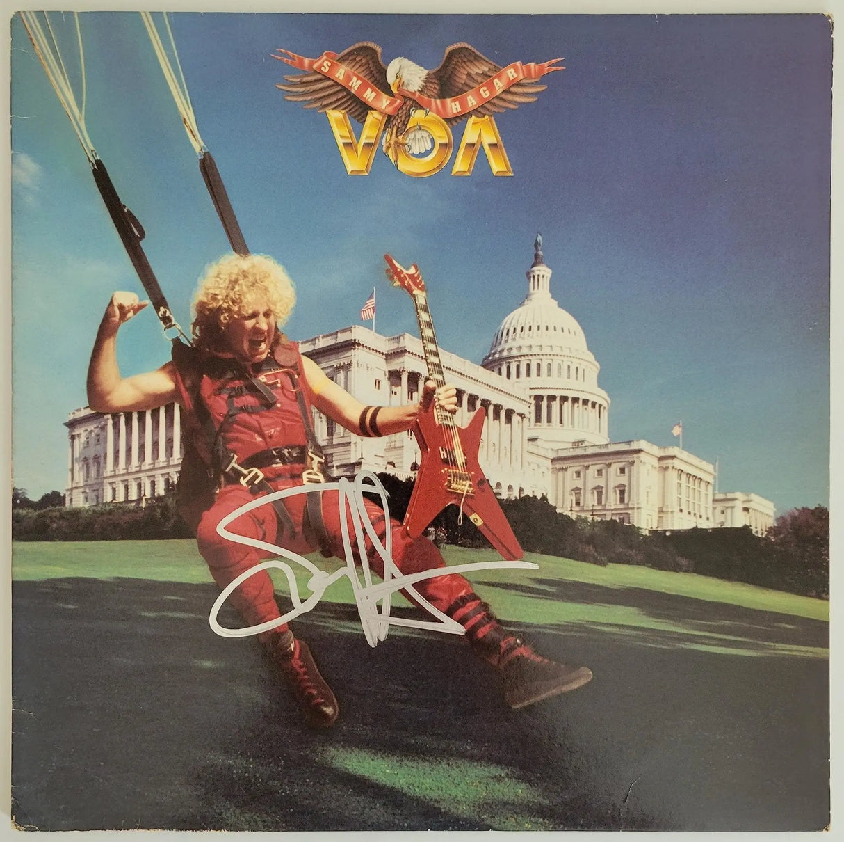 Sammy Hager signed VOA album vinyl Record COA proof autographed I can't Drive 55 star