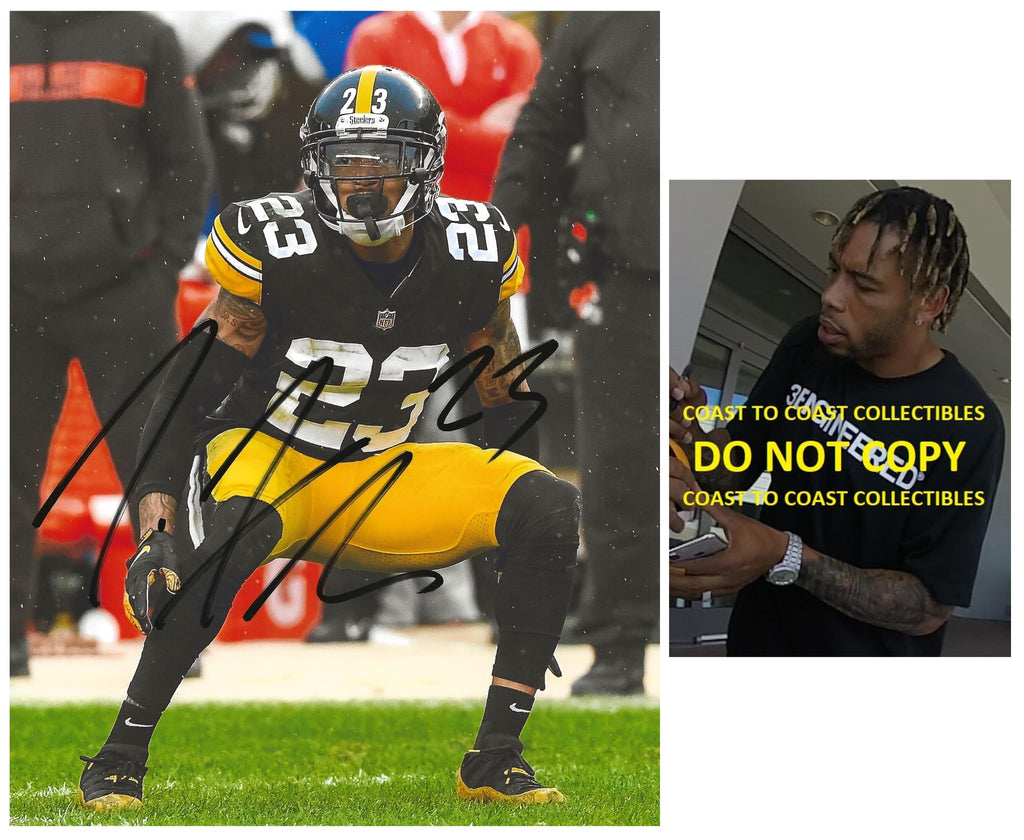 Joe Haden signed Pittsburgh Steelers football 8x10 photo Proof COA autographed